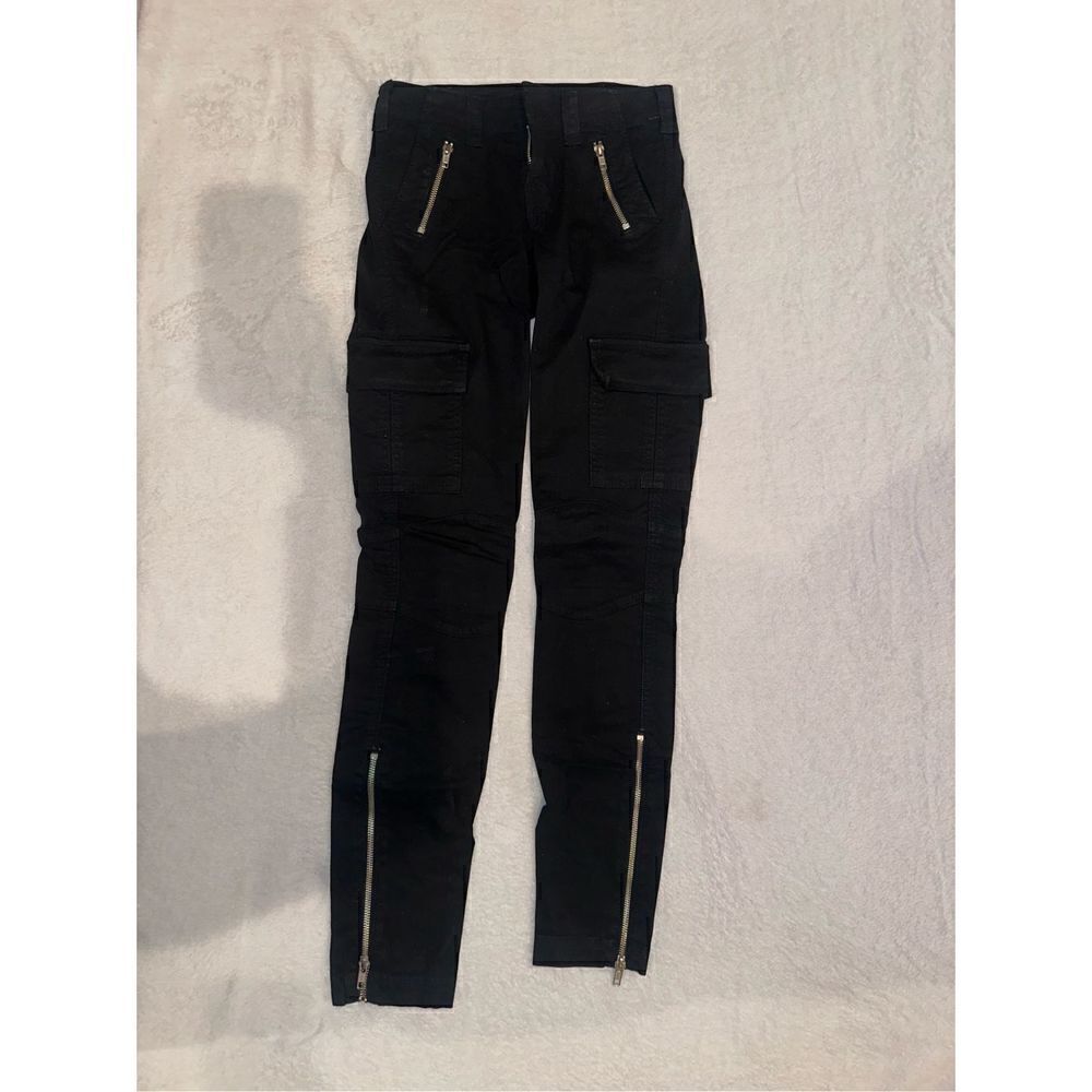 J BRAND SIZE 22 black cargo jeans with silver zippers pants women